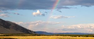 Preview wallpaper field, clouds, rainbow, nature