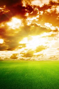 Preview wallpaper field, clouds, sky, sunset, horizon