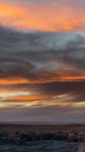 Preview wallpaper field, clouds, sky, mountain, sunset, landscape