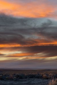 Preview wallpaper field, clouds, sky, mountain, sunset, landscape