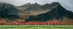 Preview wallpaper field, ears, mountains, train