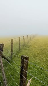 Preview wallpaper field, fence, fog, nature