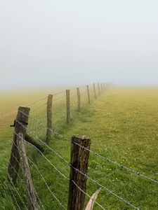 Preview wallpaper field, fence, fog, nature