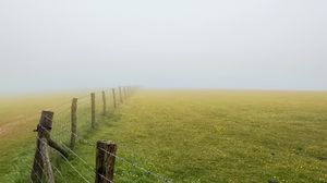 Preview wallpaper field, fence, fog, nature