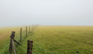 Preview wallpaper field, fence, fog, nature