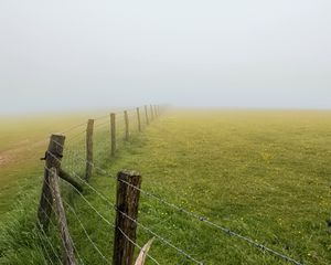 Preview wallpaper field, fence, fog, nature