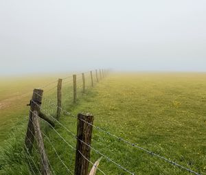 Preview wallpaper field, fence, fog, nature