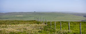 Preview wallpaper field, fence, hills, greenery, landscape