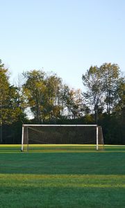 Preview wallpaper field, gate, net, trees, football