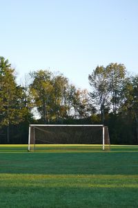 Preview wallpaper field, gate, net, trees, football