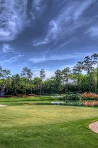 Preview wallpaper field, golf course, trees, landscape