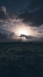 Preview wallpaper field, grass, clouds, cloudy