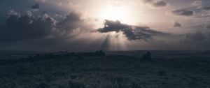 Preview wallpaper field, grass, clouds, cloudy