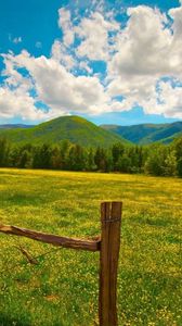 Preview wallpaper field, grass, fence, sky, summer