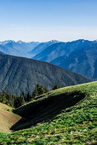 Preview wallpaper field, grass, mountains, summer