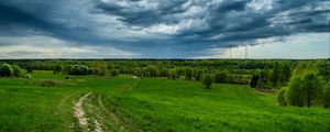 Preview wallpaper field, grass, sky, summer, clouds