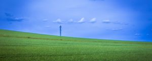 Preview wallpaper field, grass, tower, sky, nature, minimalism