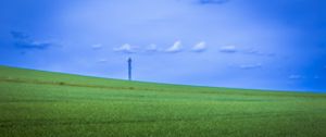 Preview wallpaper field, grass, tower, sky, nature, minimalism