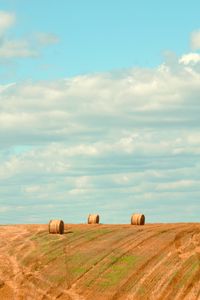 Preview wallpaper field, hay, bales, summer, landscape