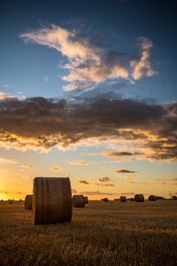 Preview wallpaper field, hay, horizon, sunset