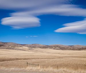 Preview wallpaper field, hills, clouds, landscape, nature