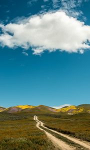 Preview wallpaper field, hills, path, landscape, nature