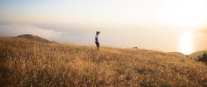 Preview wallpaper field, loneliness, solitude, grass, big sur