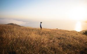 Preview wallpaper field, loneliness, solitude, grass, big sur