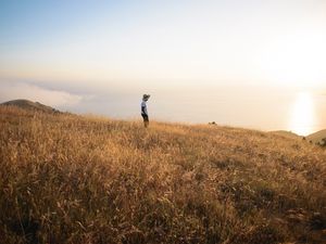 Preview wallpaper field, loneliness, solitude, grass, big sur