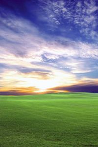 Preview wallpaper field, meadow, decline, sun, evening