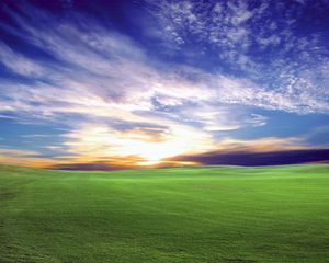 Preview wallpaper field, meadow, decline, sun, evening