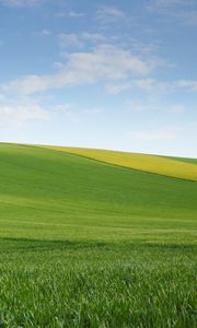 Preview wallpaper field, meadow, hill, sky, minimalism