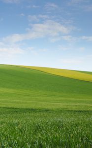 Preview wallpaper field, meadow, hill, sky, minimalism