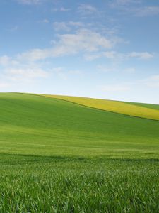 Preview wallpaper field, meadow, hill, sky, minimalism