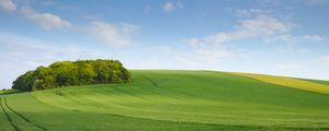 Preview wallpaper field, meadow, hill, sky, minimalism