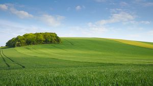 Preview wallpaper field, meadow, hill, sky, minimalism