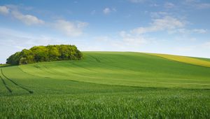 Preview wallpaper field, meadow, hill, sky, minimalism
