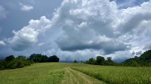 Preview wallpaper field, path, clouds, landscape, nature