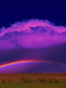 Preview wallpaper field, rainbow, clouds, nature