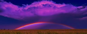 Preview wallpaper field, rainbow, clouds, nature