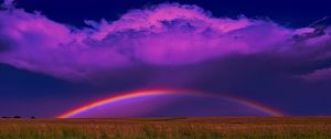 Preview wallpaper field, rainbow, clouds, nature