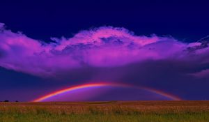 Preview wallpaper field, rainbow, clouds, nature