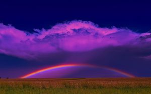 Preview wallpaper field, rainbow, clouds, nature