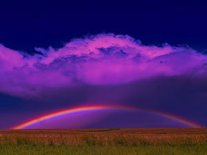 Preview wallpaper field, rainbow, clouds, nature