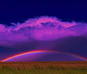 Preview wallpaper field, rainbow, clouds, nature