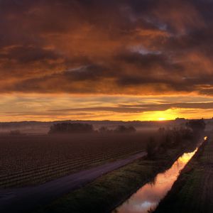 Preview wallpaper field, road, agriculture, decline, horizon