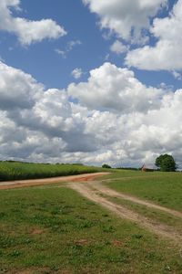 Preview wallpaper field, road, home, landscape