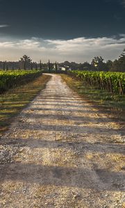 Preview wallpaper field, road, shadow, sky