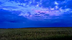 Preview wallpaper field, sky, clouds, evening