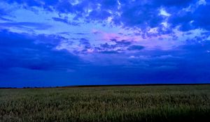 Preview wallpaper field, sky, clouds, evening